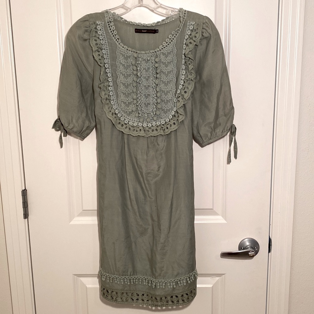 Hazel Shirt Dress with detailing, olive, size small.